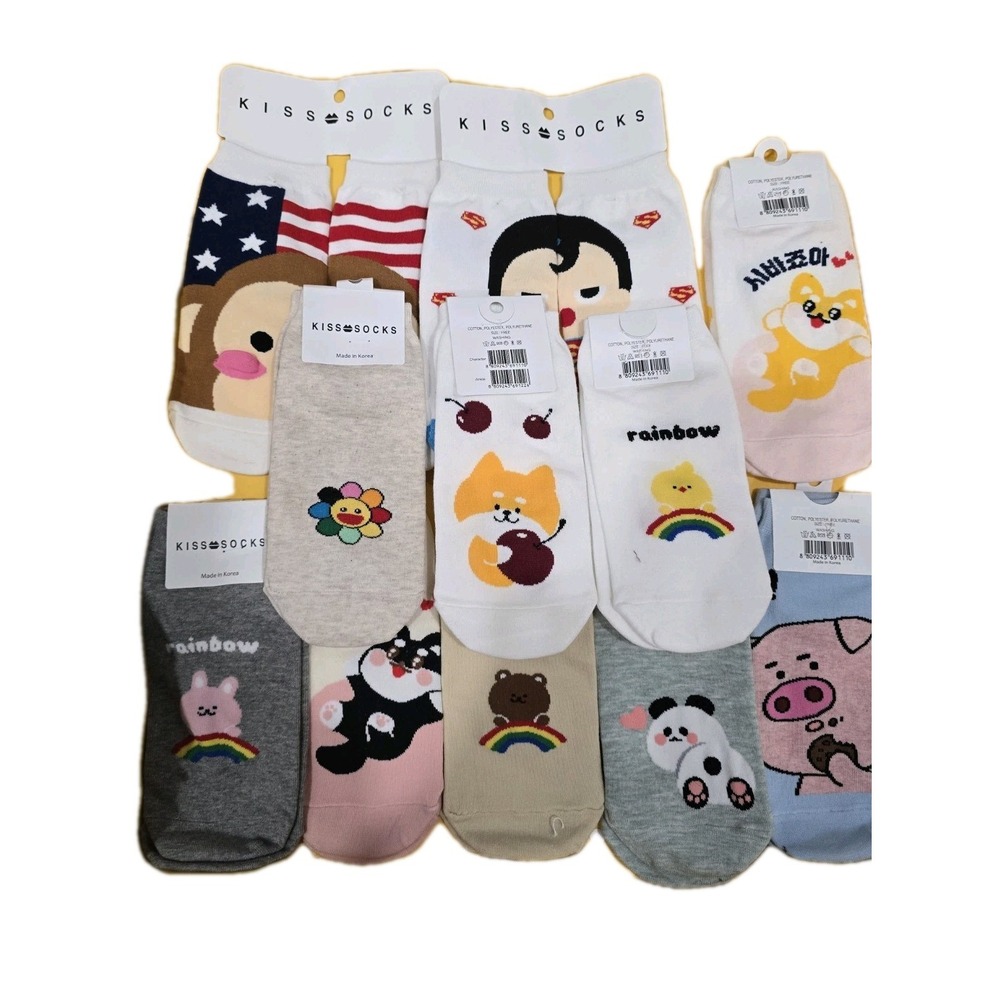 Cartoon Animal Ankle Socks‎ Cotton Low Cut Fun Pig Bear Dog Panda 1/3/5 Pairs